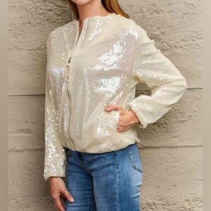 Elie Tahari Sequin Bomber Jacket